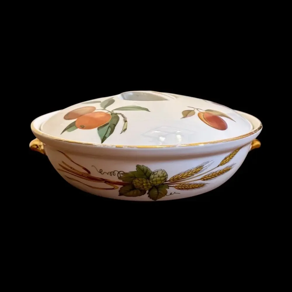Vintage Royal Worcester Evesham Gold covered casserole dish